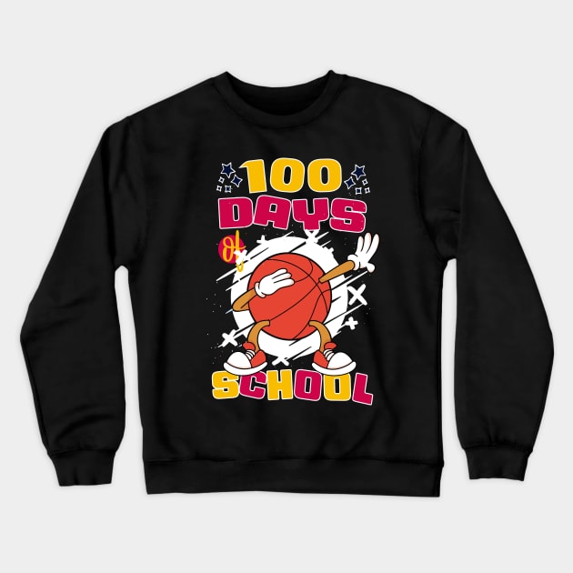 100 days of school featuring a dabbing basketball #3 Crewneck Sweatshirt by XYDstore